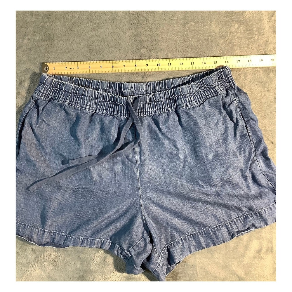Hilary Radley Women's‎ Large Blue Tencel Lyocell Shorts 4" Inseam Elastic Waist - Picture 2 of 5